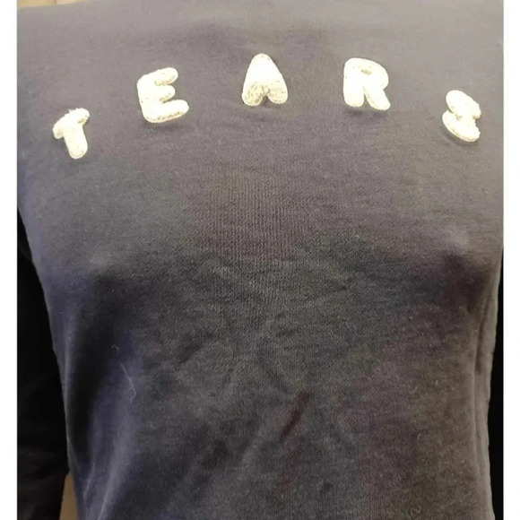 Zara Man Tears  Blue Knit Embroidered Pullover Sweater Size Medium - Picture 9 of 10